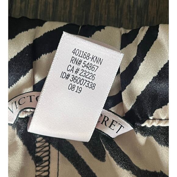 Victoria’s Secret Black Zebra Drawstring Pockets Satin Lounge Pajama Pant sz XL - Picture 5 of 8